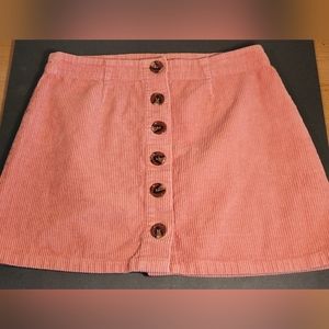EUC Orange Kiss  Medium "raspberry" corduroy skirt with buttons